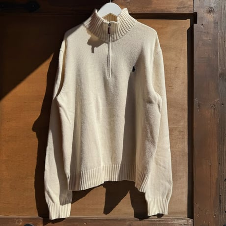 POLO コットンハーフジップニット