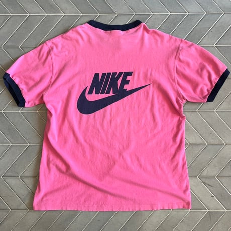 90s NIKE ロゴプリントリンガーTシャツ