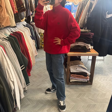 CHAPS コットンハーフジップニット