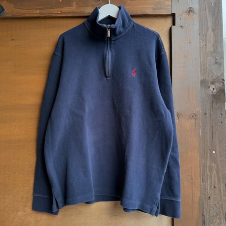 POLO コットンハーフジップニット