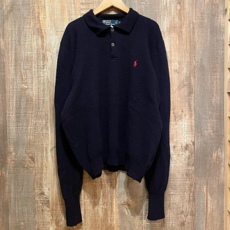 POLO ウールニット襟付セーター