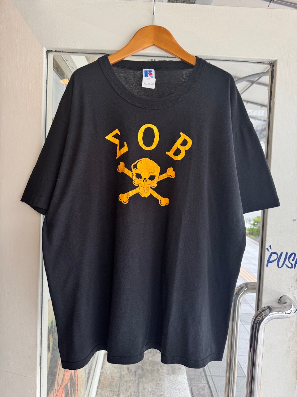 【正規品】激レア★スカジャン風 スカルロゴ 擦れプリントTシャツ【希少XLサイズ】 80's Russell スカルプリントTシャツ XL | CUSTOM FEVER