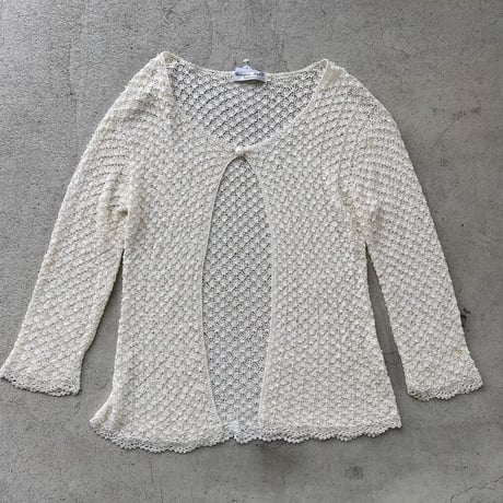 かぎ網風ビーズ付きカーディガン
