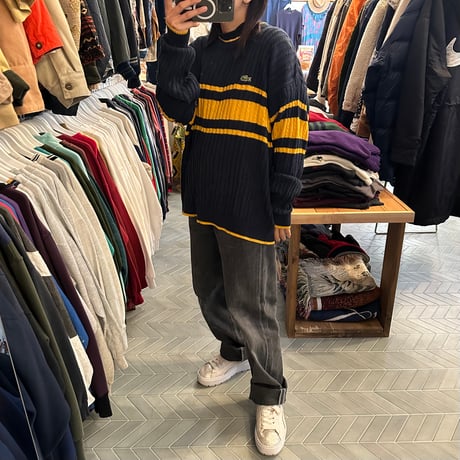 80s LACOSTE ケーブル編みニット