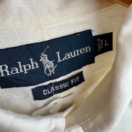 Ralph Laurenリネン半袖シャツ 白 L