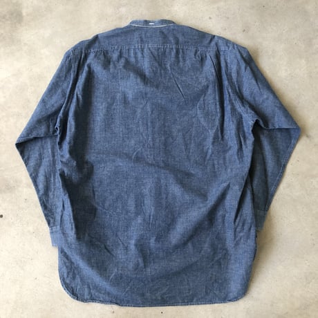 〝RRL〝 RALPH LAURENノーカラーコットンシャンブレーシャツ