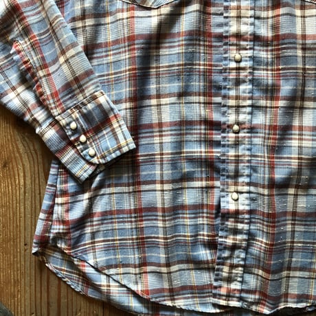 70's-80's ウエスタンチェックシャツ M ⑧
