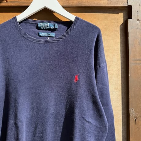 90s POLO 薄手コットンニット
