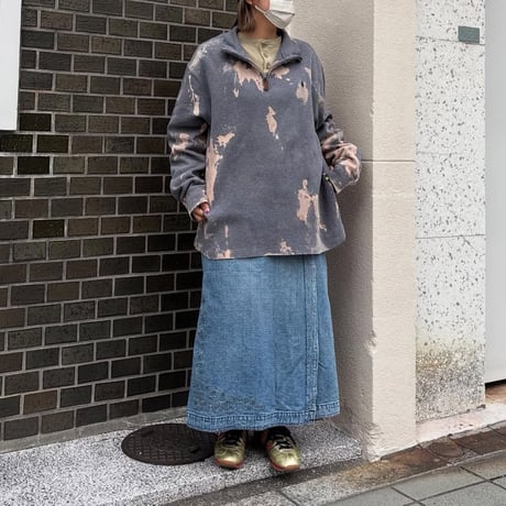 POLO ブリーチ加工 ハーフジップコットンニット