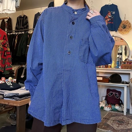 バンドカラーストライプPOシャツ