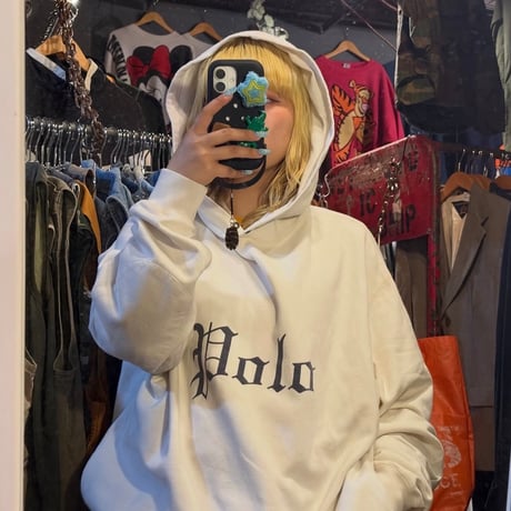 Polo ゴシック調ロゴプリントフーディー