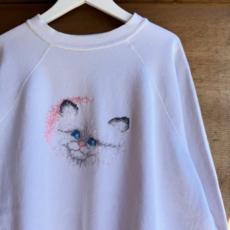 90s USA製 猫ちゃんラグランスウェット