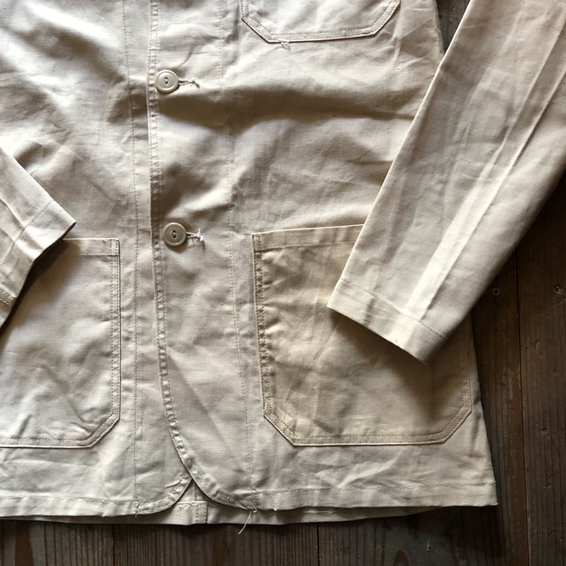 national linen service 60s ホスピタルコート リネン デッドストック】フランス軍 ホスピタルコート リネンコート