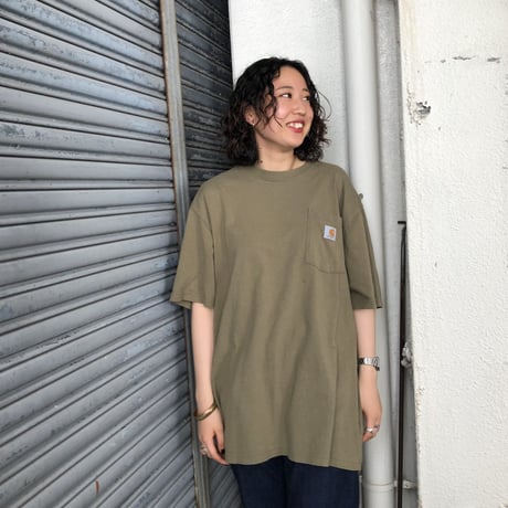 Carhartt ワンポイントポケT  カーキL