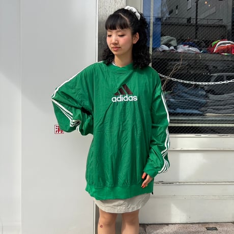 90s adidas ロゴ刺繍ナイロンプルオーバー