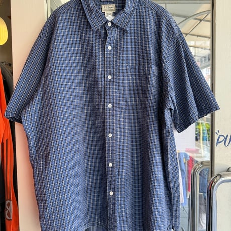 L.L.bean半袖シアサッカーチェックシャツ