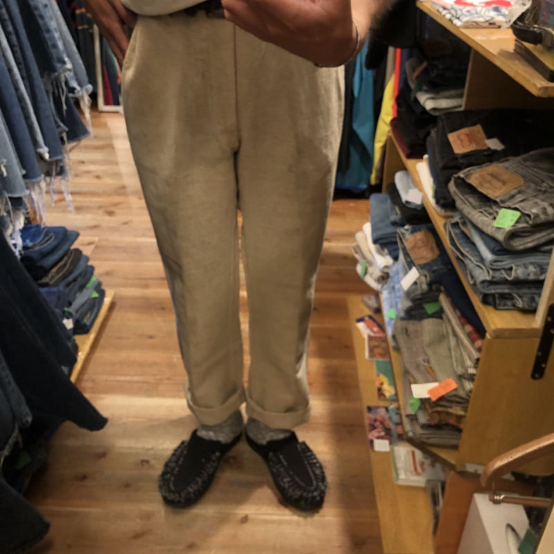 ビンテージ リネンタックパンツ ユーロ古着 リネンパンツ opti デッドストック☆ビンテージ ユーロ ツータック リネンパンツ 薄