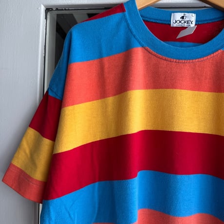 90's〜 USA製 JOCKEY カラフルボーダーTシャツ L