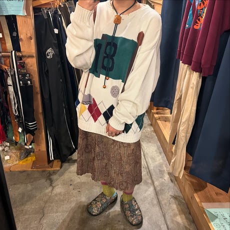アーガイル柄ゴルフセーター