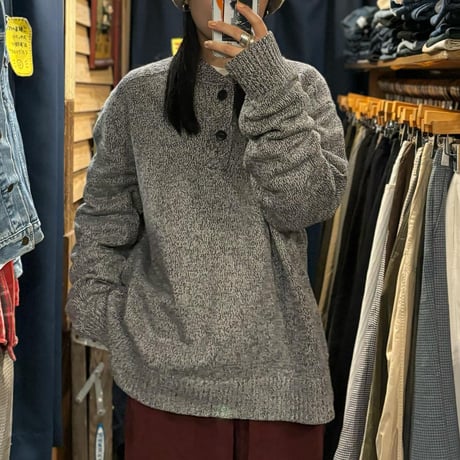 Eddie bauerヘンリーネックコットンニット