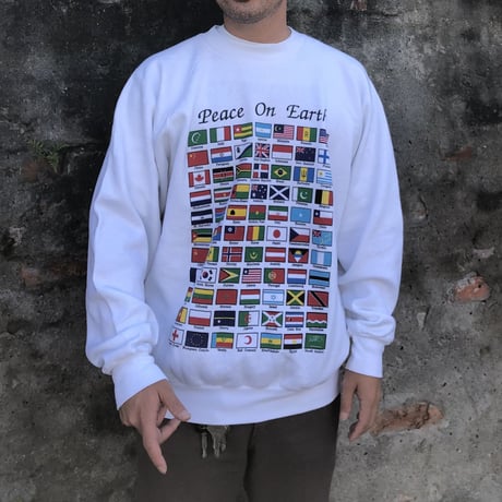〜90's Peace On Earth 国旗プリントスウェット XXL