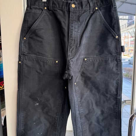 USA製カーハート ダック地 ダブルニーW34×L34 ブラック