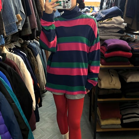 90s GAP ボーダーハイネックロンT