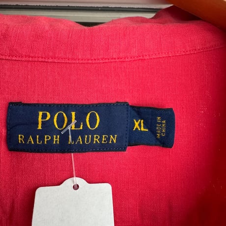 Ralph Lauren リネンシルク オープンカラーシャツ XL