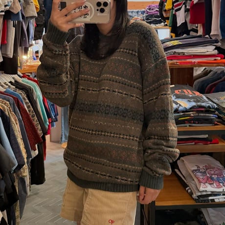 L.L.Bean フェアアイル柄 コットンニット