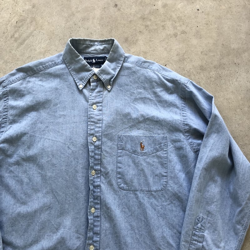 美品 ラルフローレン XS デニムシャツ ボタンダウン CUSTOM FIT Ralph Lauren デニムボタンダウンシャツ [BIG SIZE] - Fresh