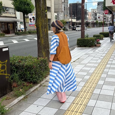 USA製 ミックスストライプシャツワンピース