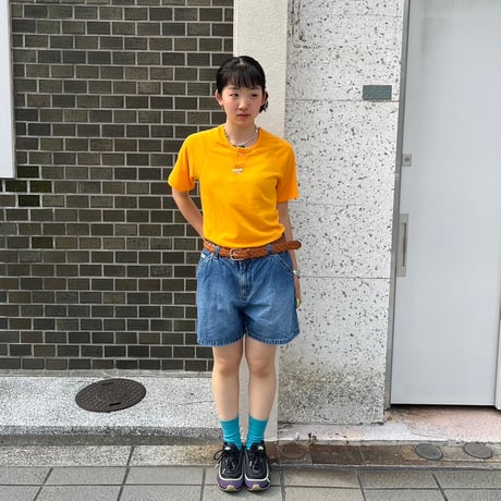 NOS  USA製　ヘンリーネックラグラン無地Tシャツ