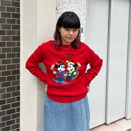 SUNDAY COMICS ミッキーミニー刺繍セーター