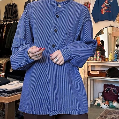 バンドカラーストライプPOシャツ