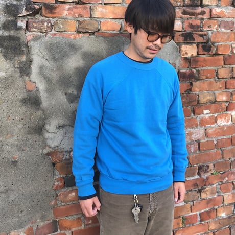 80's USA製 無地スウェット XL  ターコイズブルー