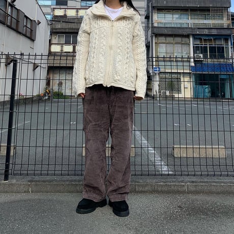 オフネックウールニットフルジップ