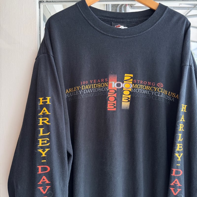USA製HARLEY DAVIDSON 袖プリントロンT L〝100 YEARS〟 | CU