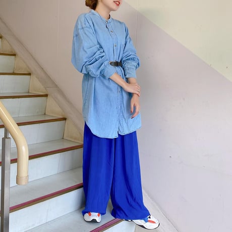 バンドカラーデニムシャツ