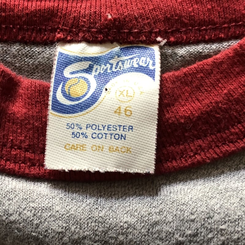 70s 80s USA製 LOGO-7 ラグランスリーブ Tシャツ グレー 赤 70s 80s USA製 LOGO-7 ラグランスリーブ Tシャツ グレー 赤 80s