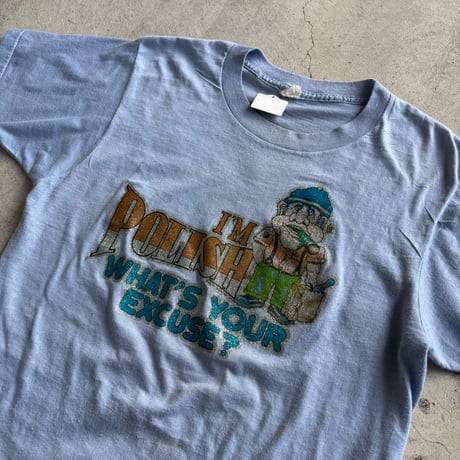 vintage ラメプリントTシャツ