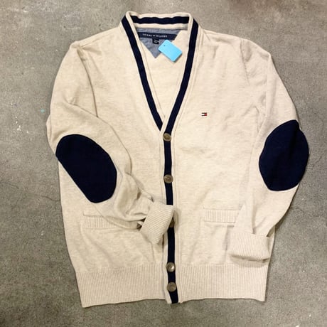 TOMMY HILFIGERエルボーパッチコットンカーディガン