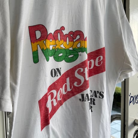 80's Red Stripe ビールプリントTシャツ XL