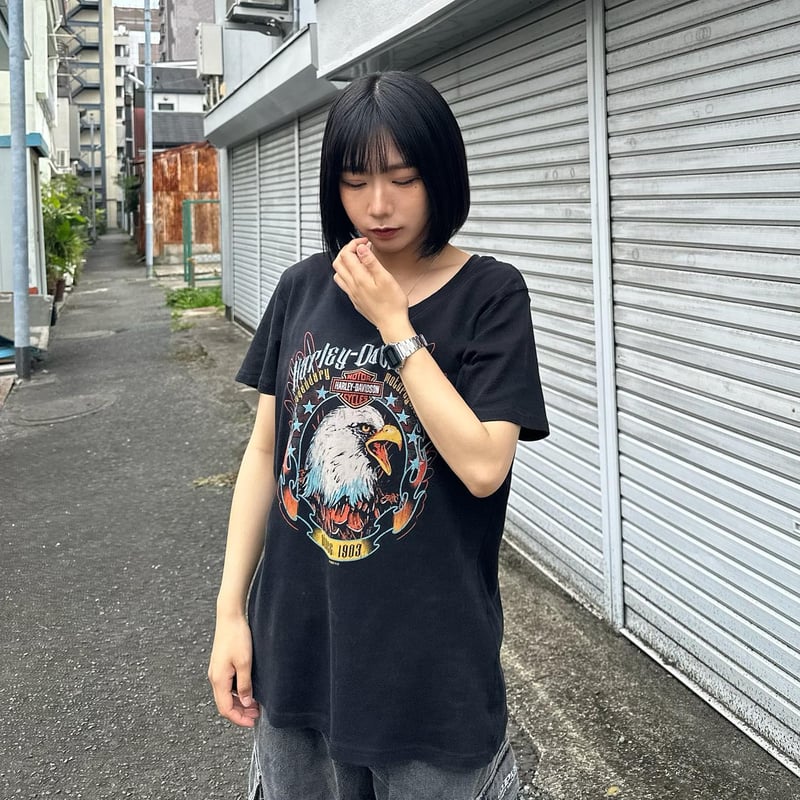 USA製 ハーレーダビッドソン イーグル ウイング 両面プリント Tシャツ 3L Hanes Harley-Davidson ハーレーダビッドソン 両面プリント T