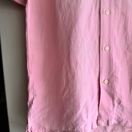 90's Ralph Lauren 半袖シルクリネン混無地シャツ S