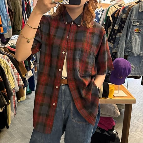 vintage半袖チェックシャツ