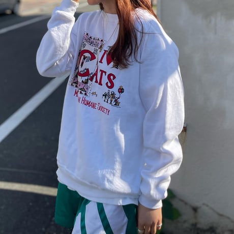 USA製I♡CATS ラグランスウェット