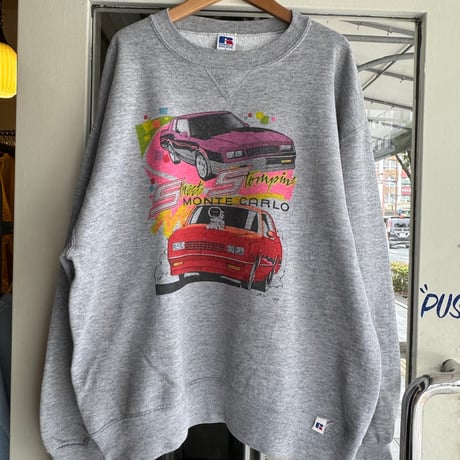 〜90's RUSSELL アメ車プリントスウェット L