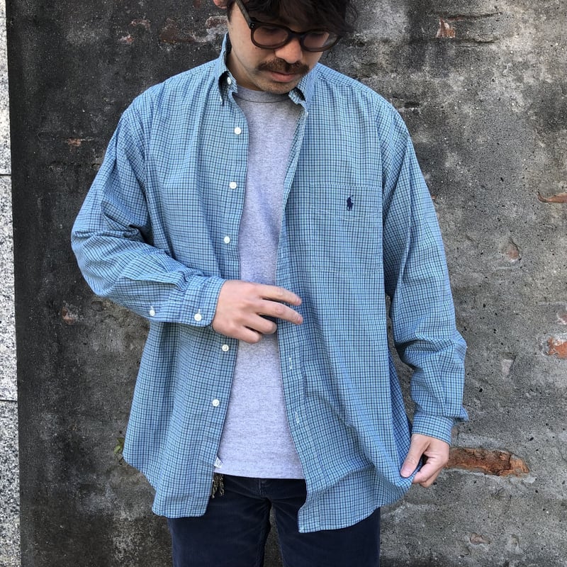 【希少一点もの】リメイク　90sラルフローレン BLAKE 長袖チェック　短丈 90s ラルフローレン BLAKE ギンガムチェック長袖シャツ M - メルカリ