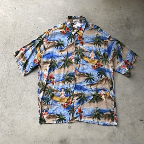 ピエールカルダン総柄レーヨンシャツ  XL
