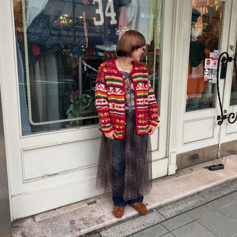 EXPRESS TRICOT 総柄ニットカーディガン | CUSTOM FEVER